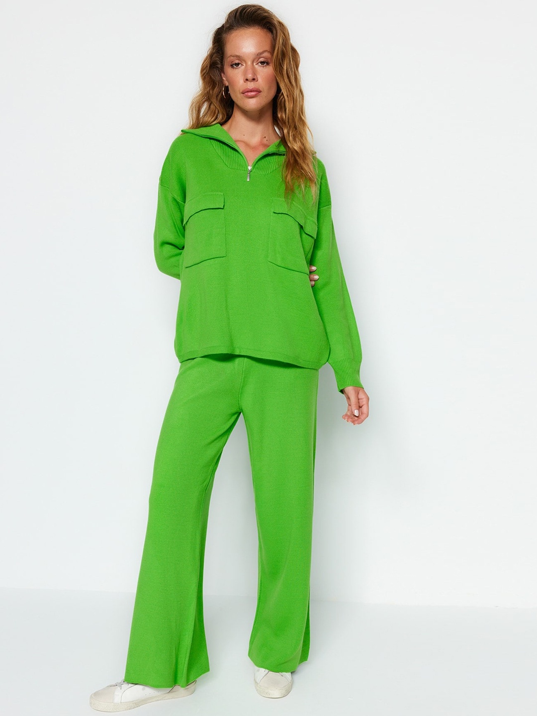 

Trendyol Shirt Collar Top & Trouser, Green