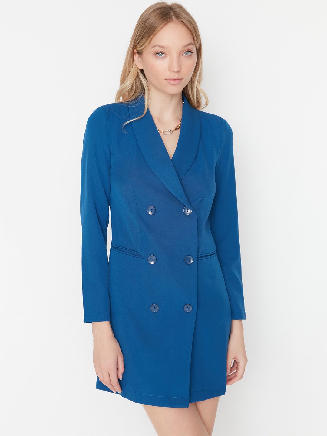 

Trendyol Lapel Collar Blazer Mini Dress, Blue