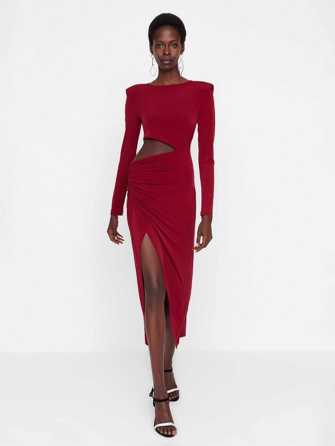 

Trendyol Cut-Out Sheath Maxi Dress, Burgundy