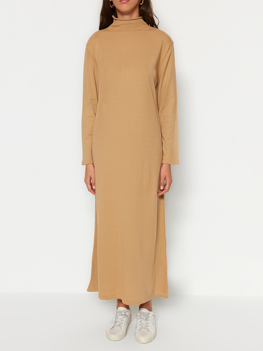 

Trendyol High Neck Maxi A-Line Dress, Brown