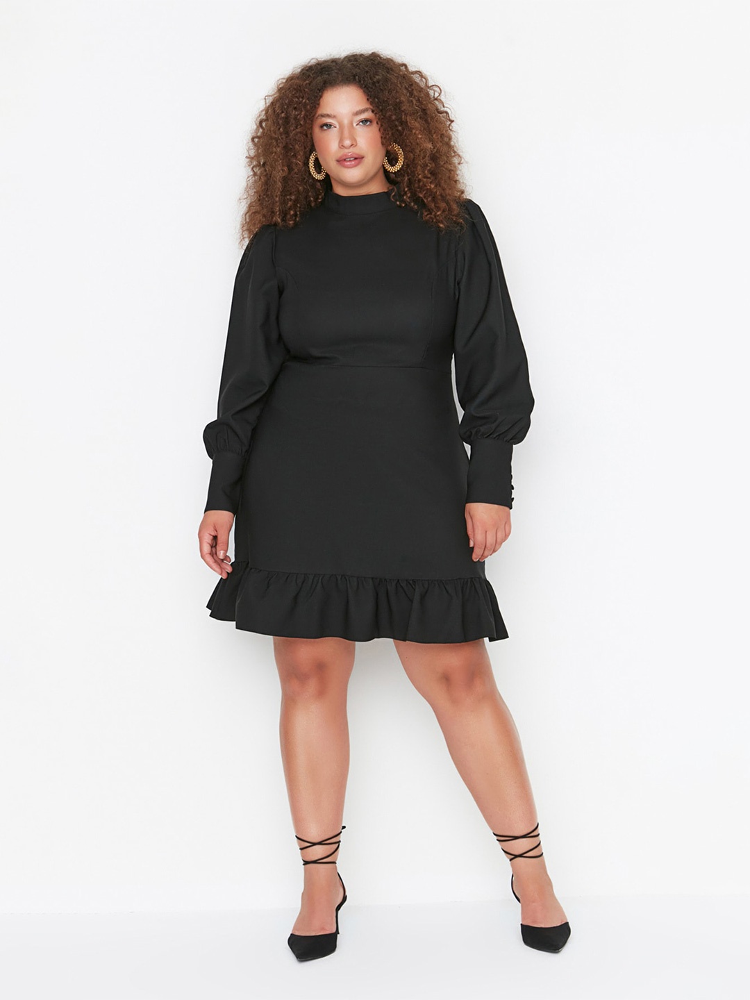 

Trendyol Puff Sleeve A-line Dress, Black