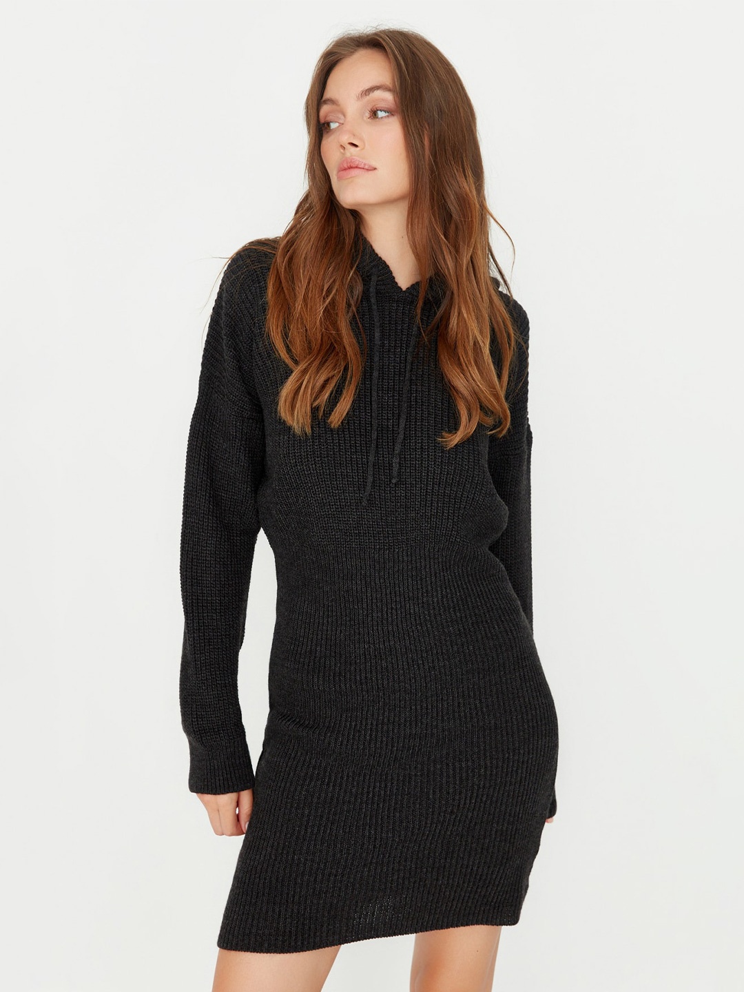 

Trendyol Hooded Acrylic Jumper Dress, Grey