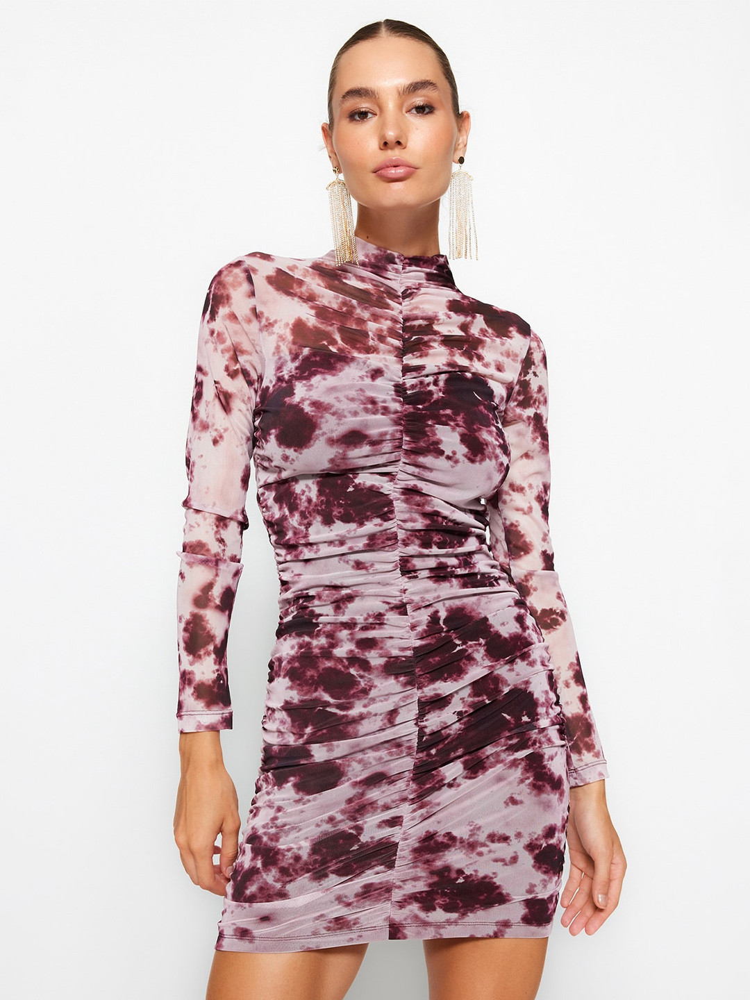 

Trendyol Tie & Dye Bodycon Mini Dress, Pink
