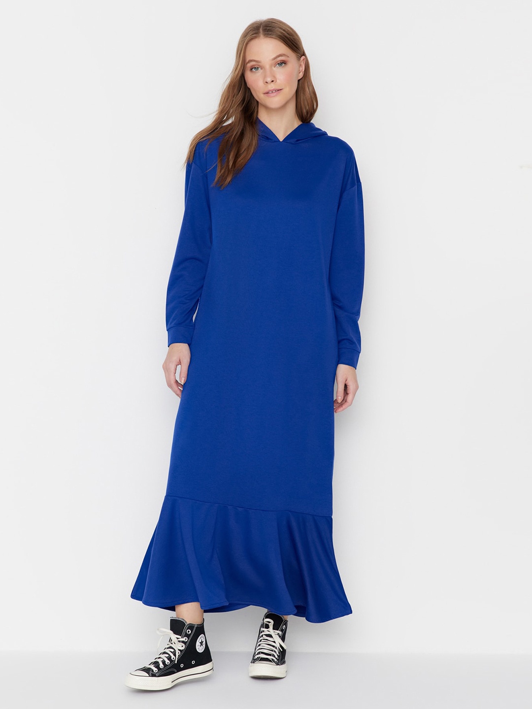 

Trendyol Hooded A-line Maxi Dress, Blue