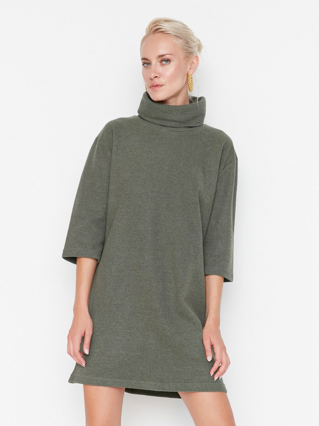 

Trendyol Turtle Neck Tshirt Dress, Green