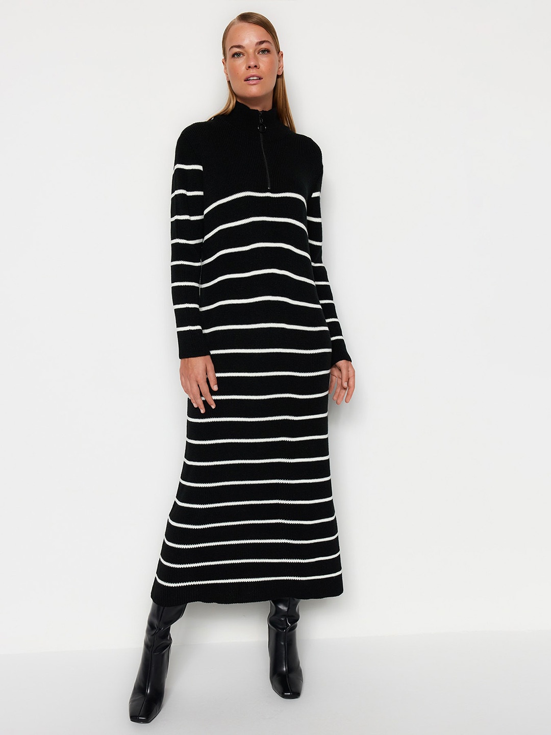 

Trendyol Striped Maxi Dress, Black