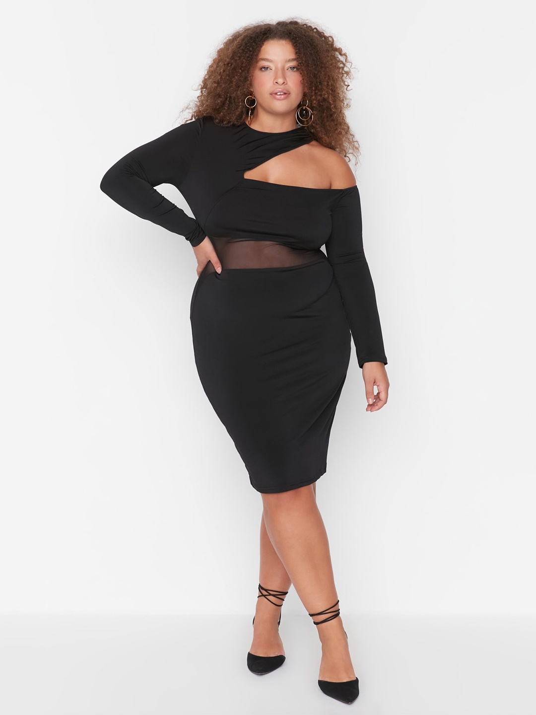 

Trendyol Plus Size Cut-Outs Detail Bodycon Dress, Black