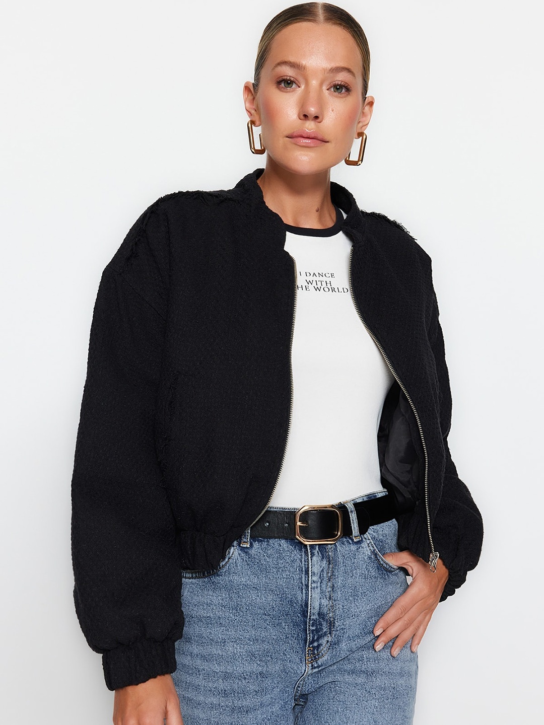 

Trendyol Women Crop Bomber Jacket, Na