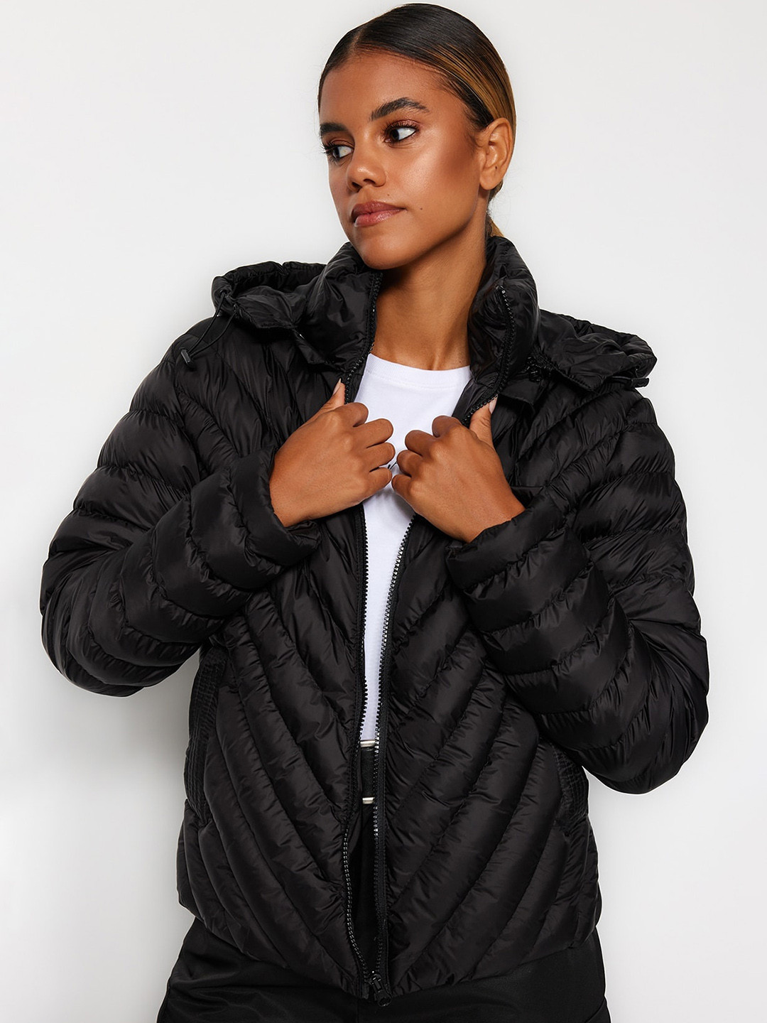

Trendyol Hooded Quilted Jacket, Black