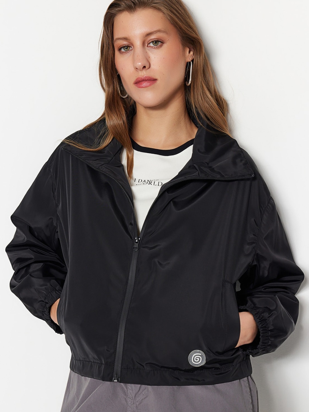 

Trendyol Hooded Open Front Jacket, Black