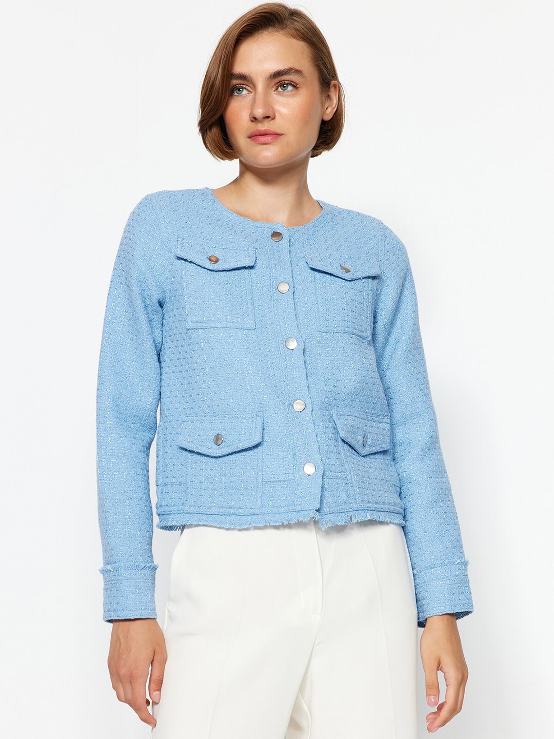 

Trendyol Self Design Denim Jacket, Blue