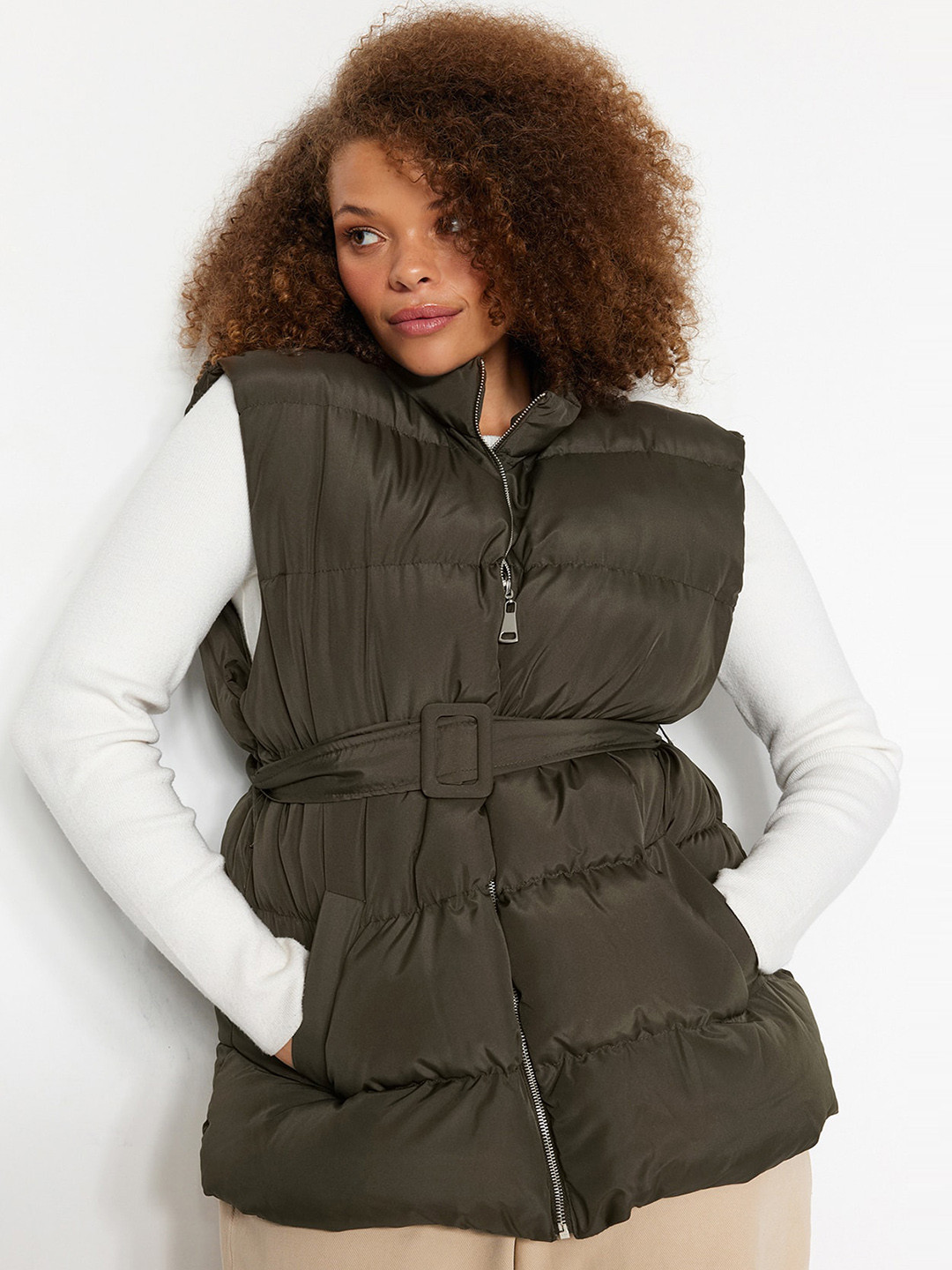 

Trendyol Stand Collar Padded Jacket, Green