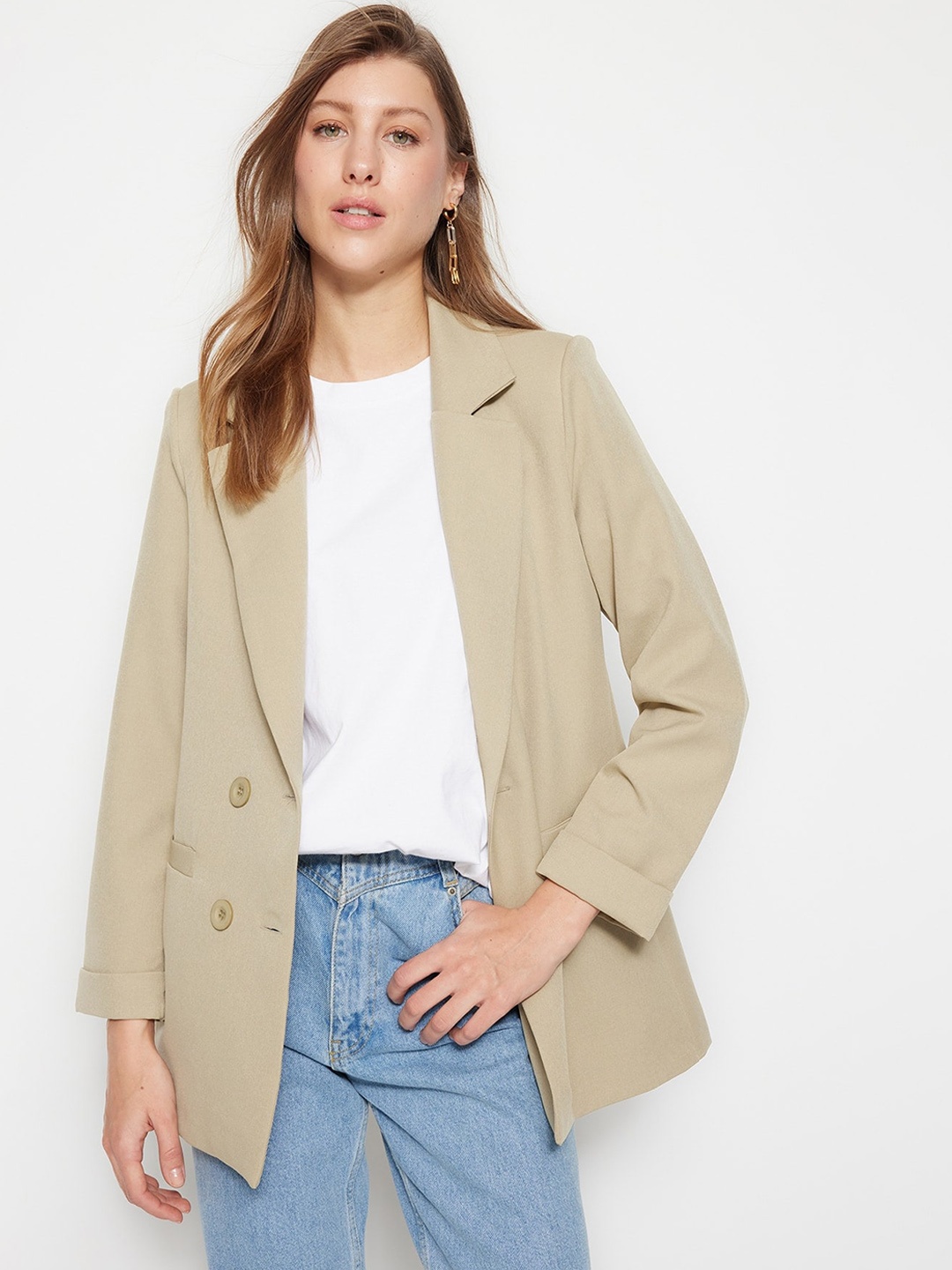 

Trendyol Notched Lapel Collar Single Breasted Blazer, Na