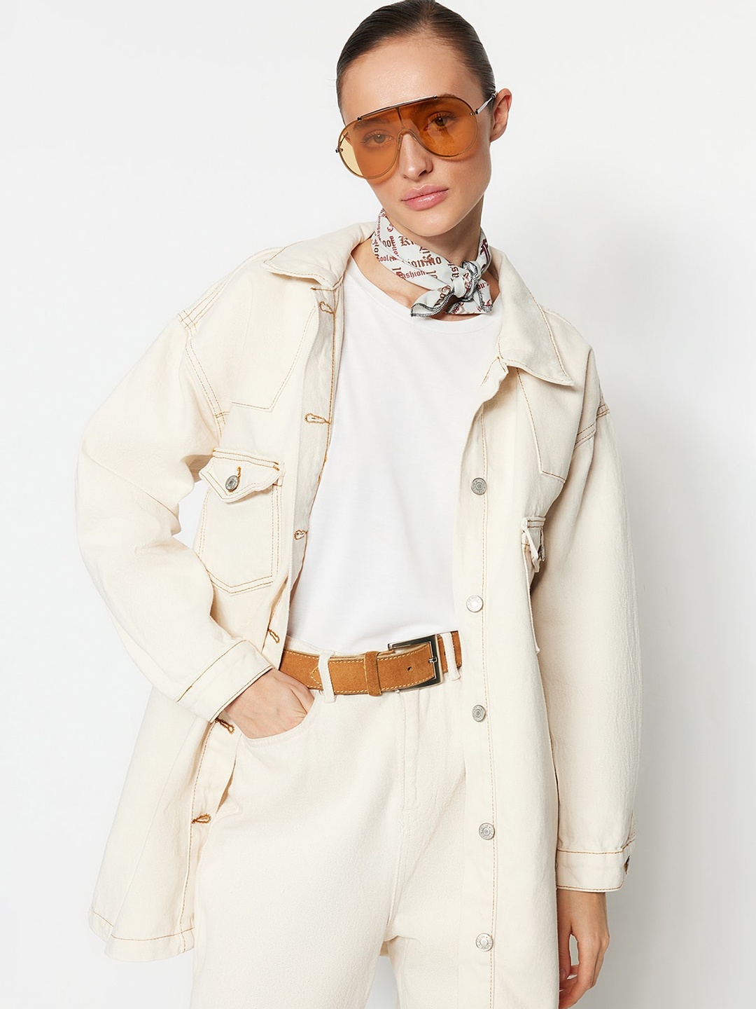 

Trendyol Longline Denim Jacket, Off white