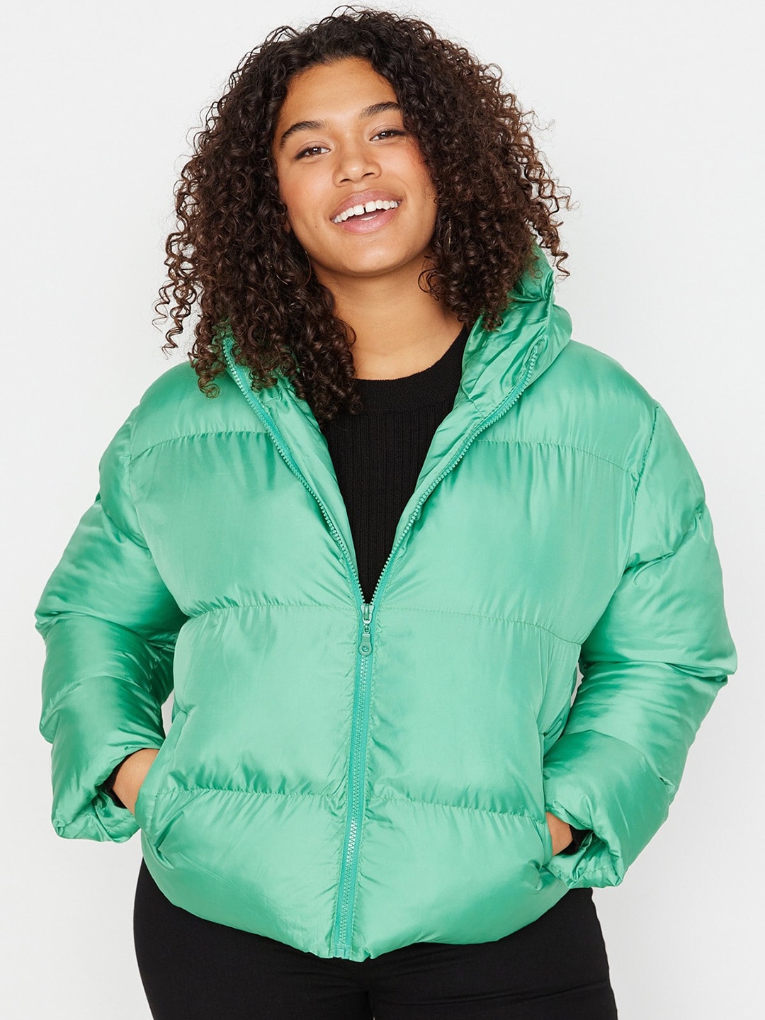 

Trendyol Hooded Puffer Jacket, Green