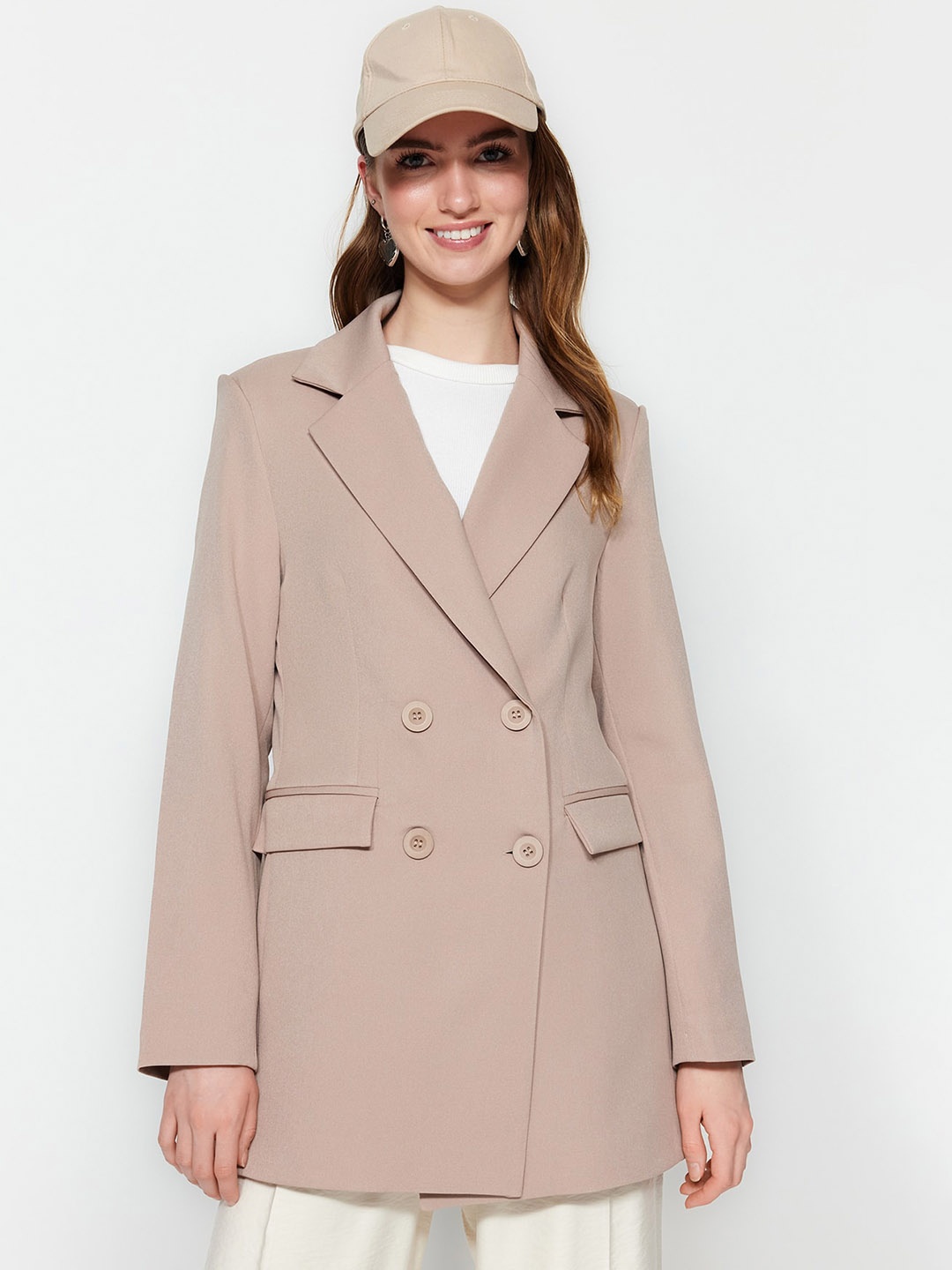 

Trendyol Longline Double-Breasted Blazer, Beige