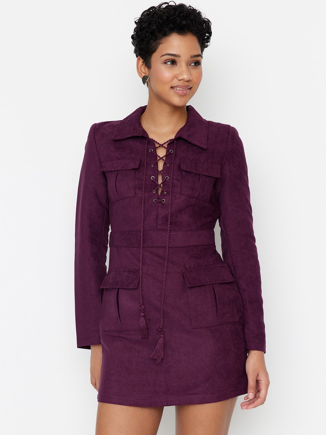 

Trendyol Lace Up Detail Sheath Dress, Purple