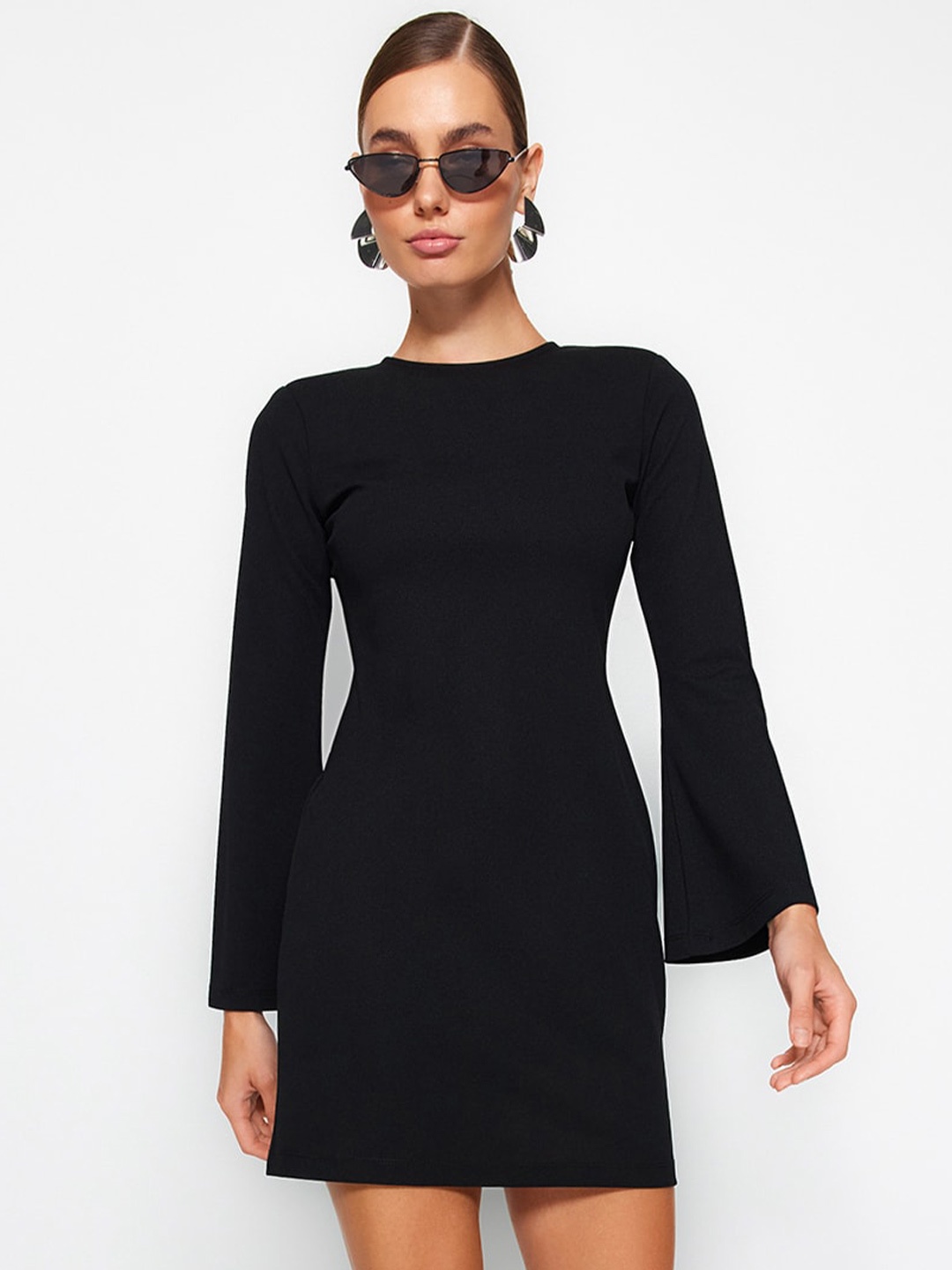 

Trendyol Flared Sleeves Bodycon Mini Dress, Black