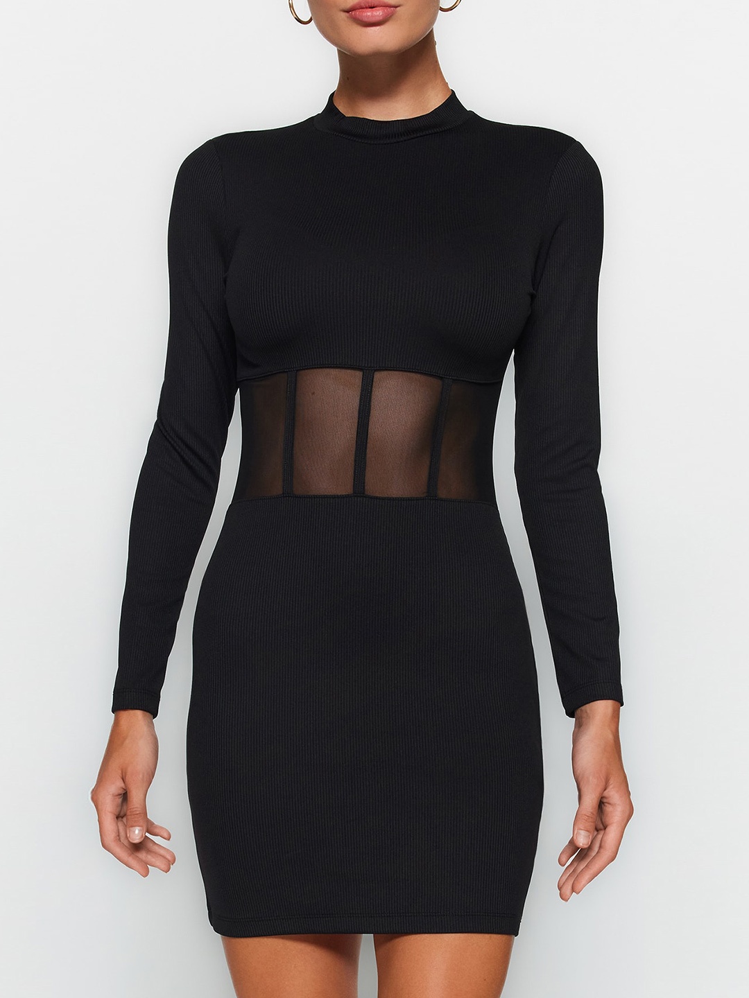 

Trendyol Mock Neck Bodycon Mini Dress, Black