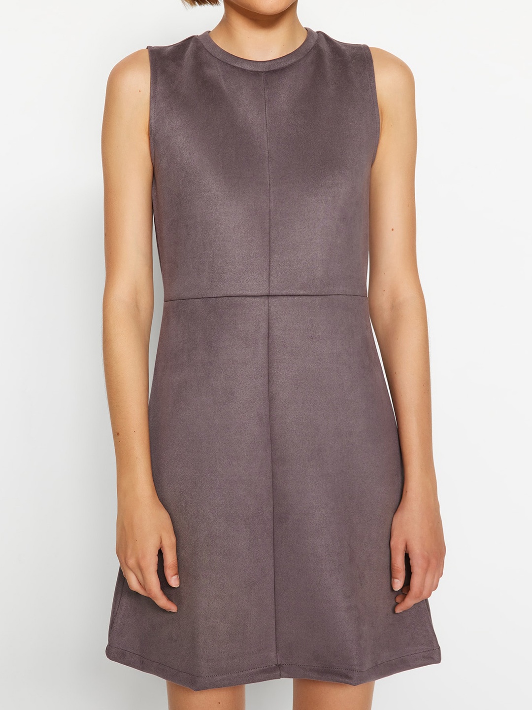 

Trendyol Round Neck Fit & Flare Mini Dress, Grey