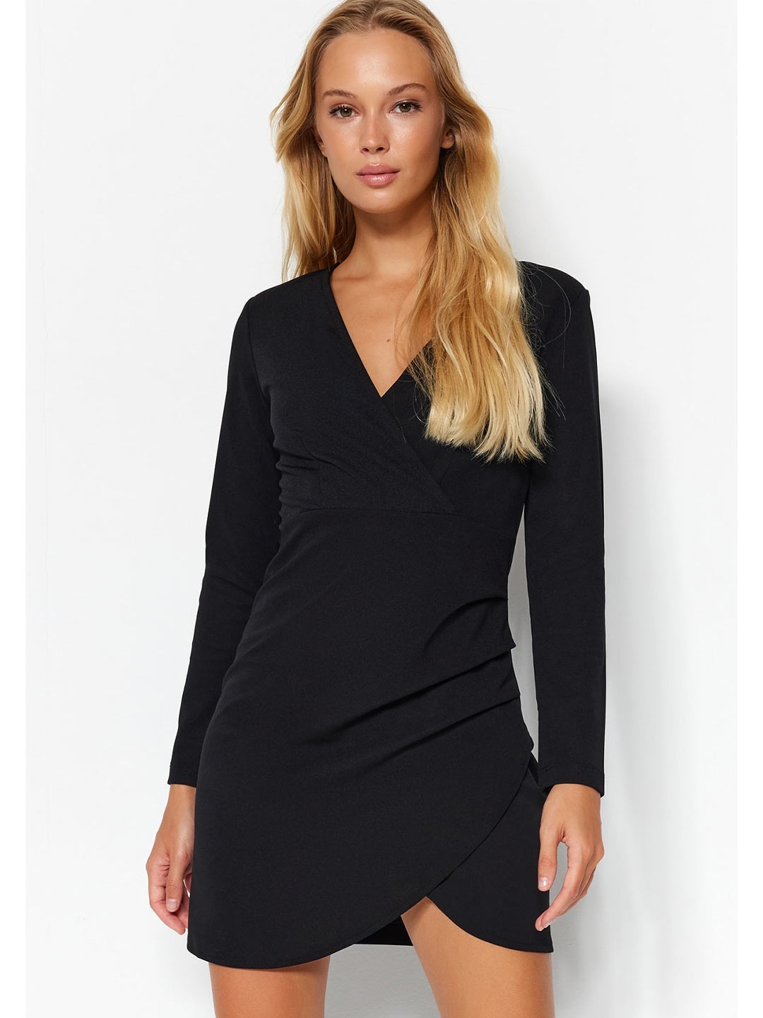 

Trendyol V-Neck Wrap Mini Dress, Black