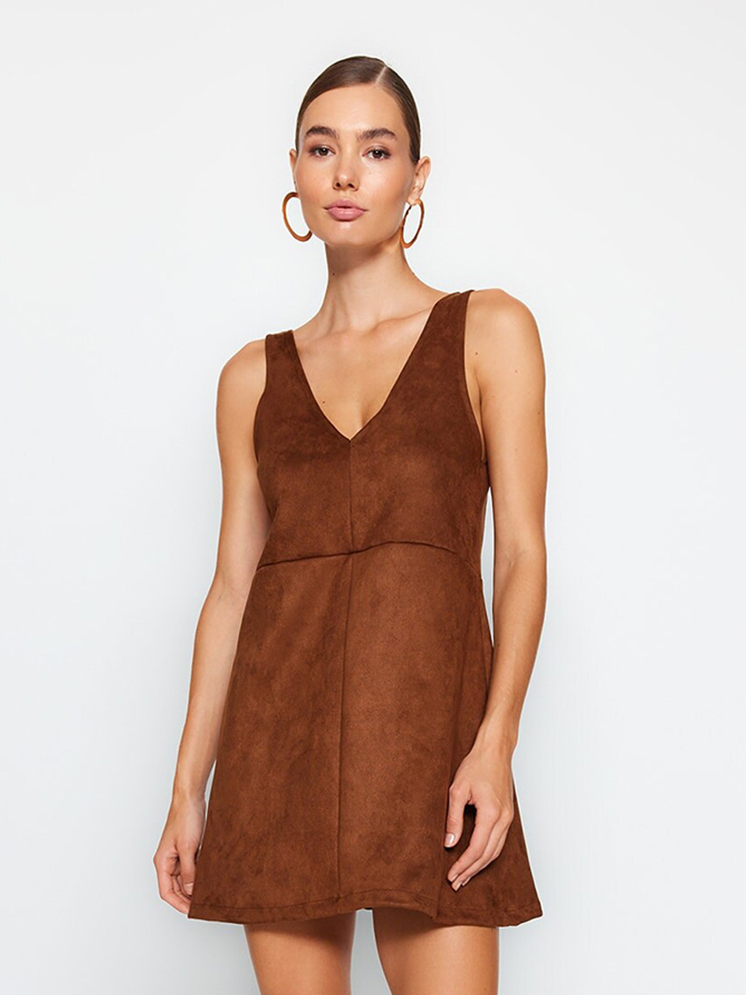 

Trendyol Sleeveless A-line Mini Dress, Brown
