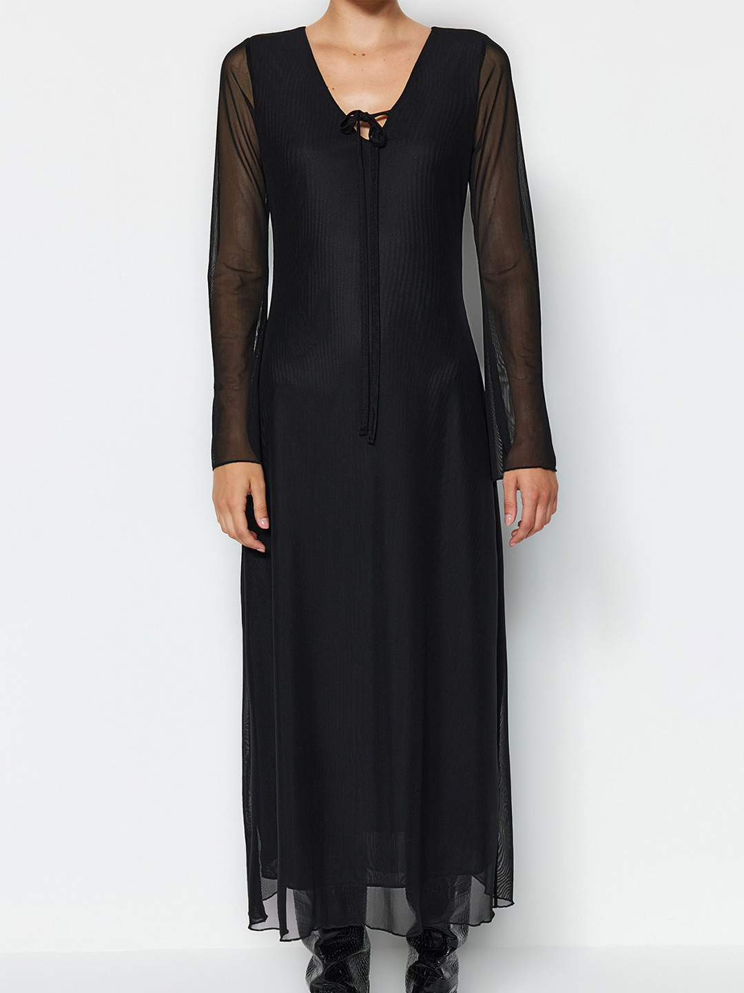 

Trendyol Tie-Up Neck Maxi Dress, Black