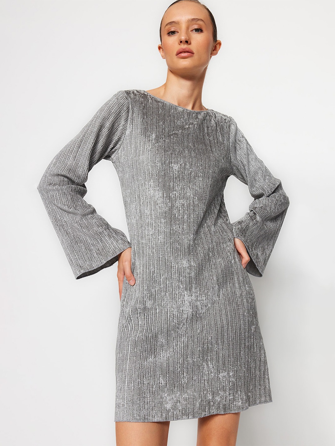 

Trendyol Bell Sleeve A-Line Dress, Grey
