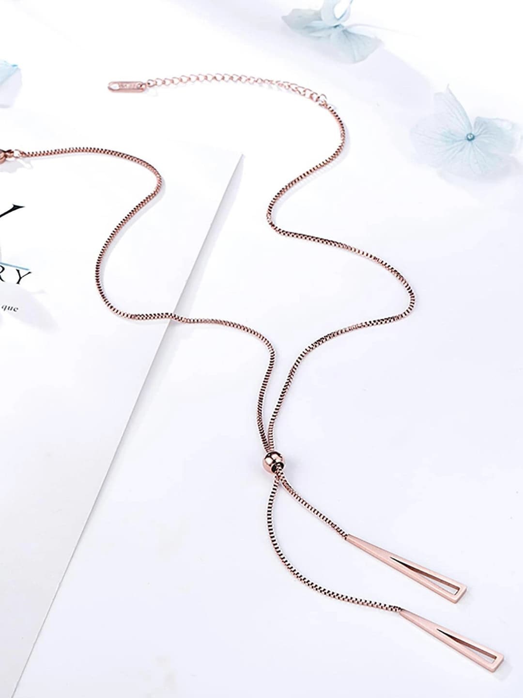 

Jewels Galaxy Rose Gold-plated Stainless Steel Geometric Tassel Pendant With Chain