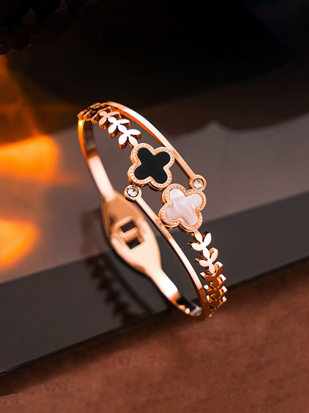 

Jewels Galaxy Women Rose Gold-Plated Bangle-Style Bracelet