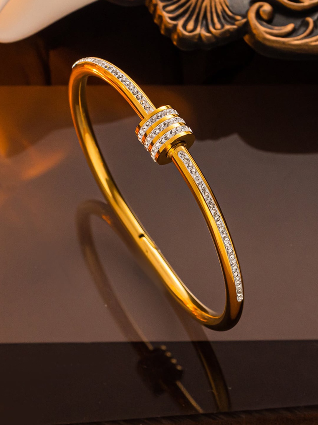 

Jewels Galaxy Gold-Plated Stainless Steel Bangle-Style Bracelet