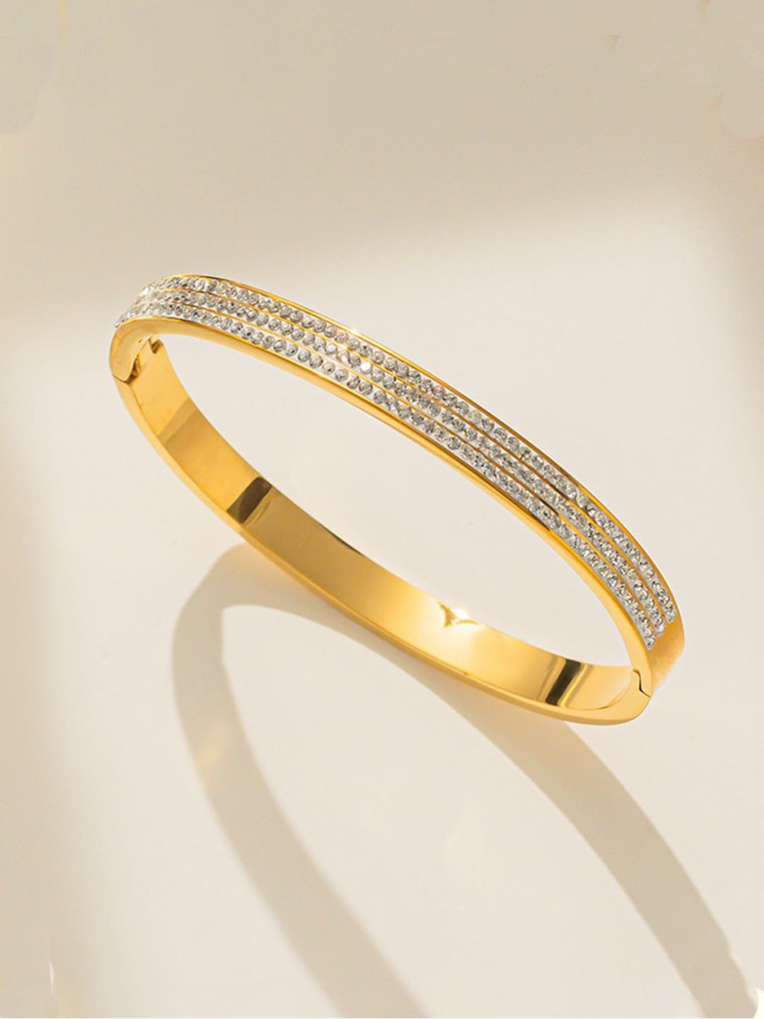 

Jewels Galaxy Gold-Plated Stainless Steel Bangle-Style Bracelet