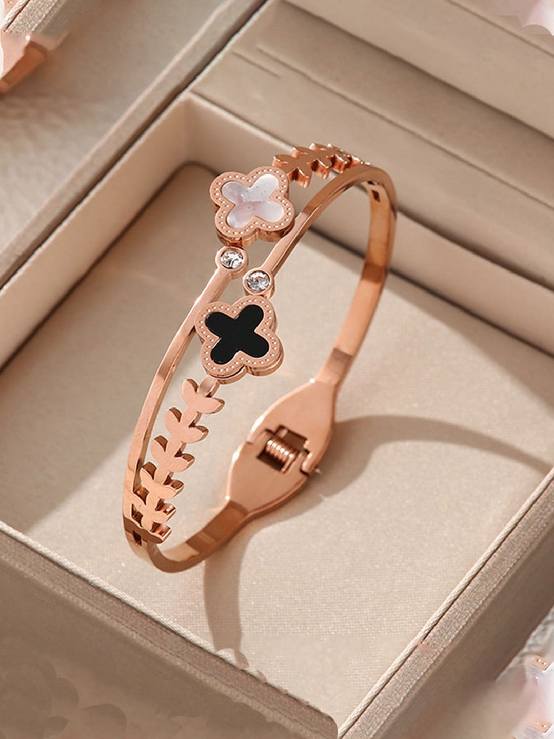 

Designs & You Rose Gold-Plated Mother of Pearl Bangle-Style Bracelet