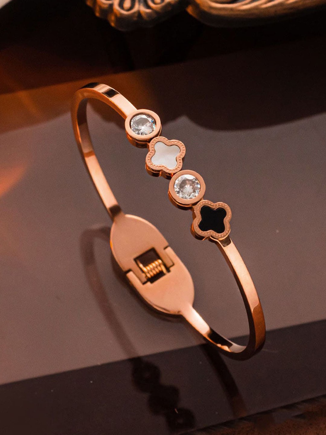 

Designs & You Rose Gold-Plated Mother of Pearl Bangle-Style Bracelet