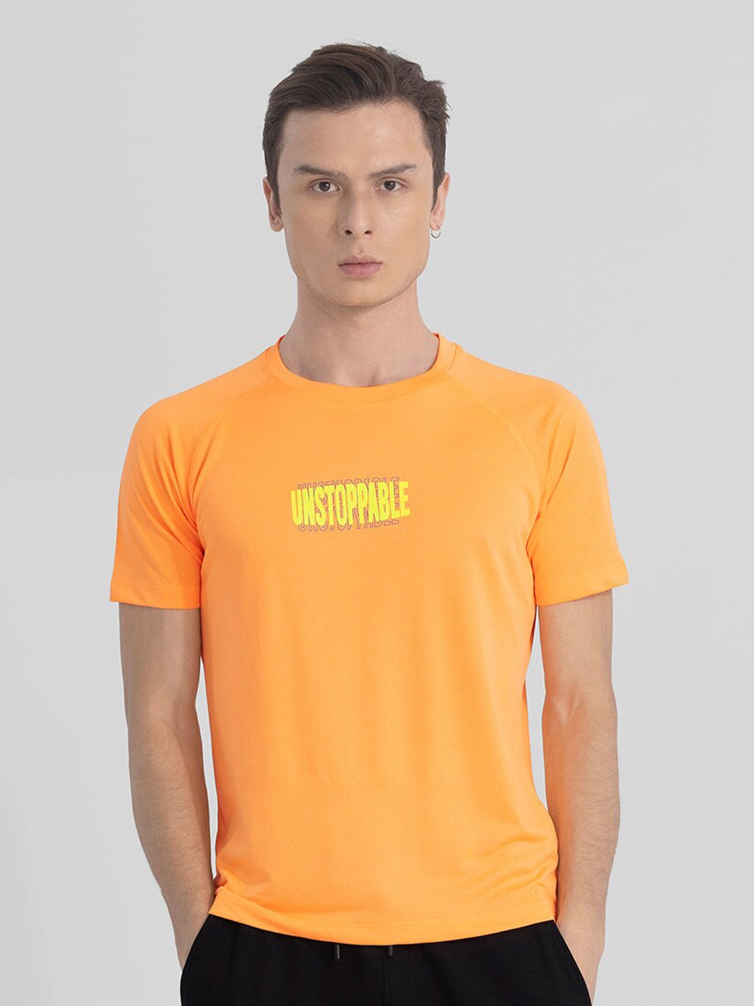 

Snitch Men Orange Printed T-shirt