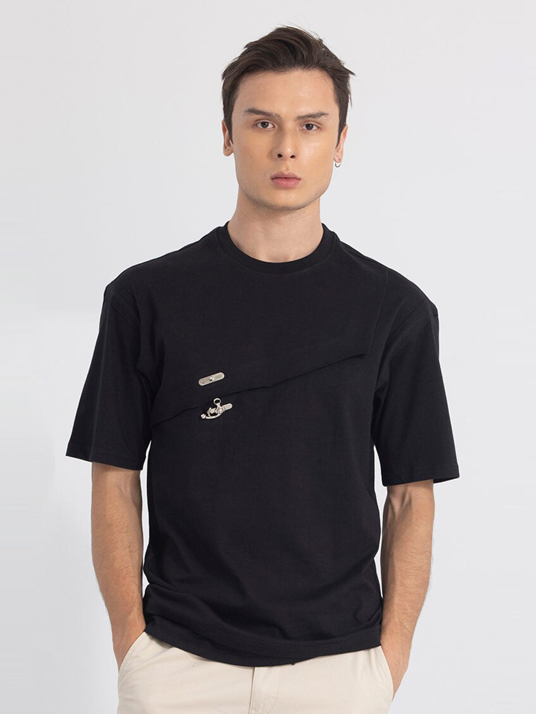 

Snitch Black Cotton Oversized T-shirt