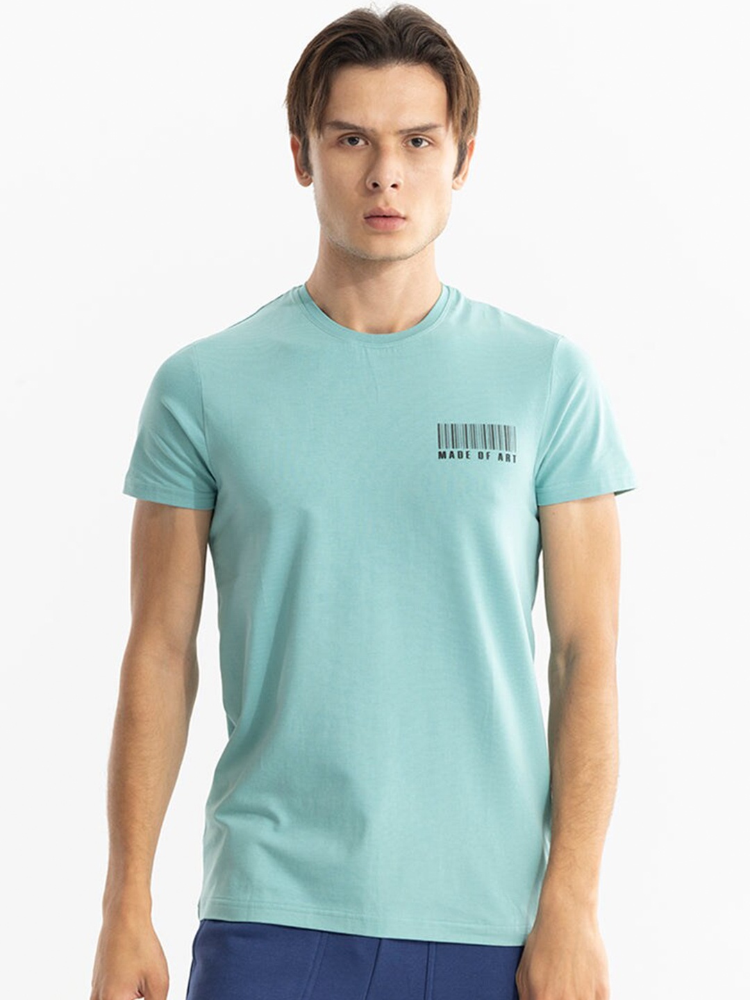 

Snitch Blue Round Neck Cotton T-shirt