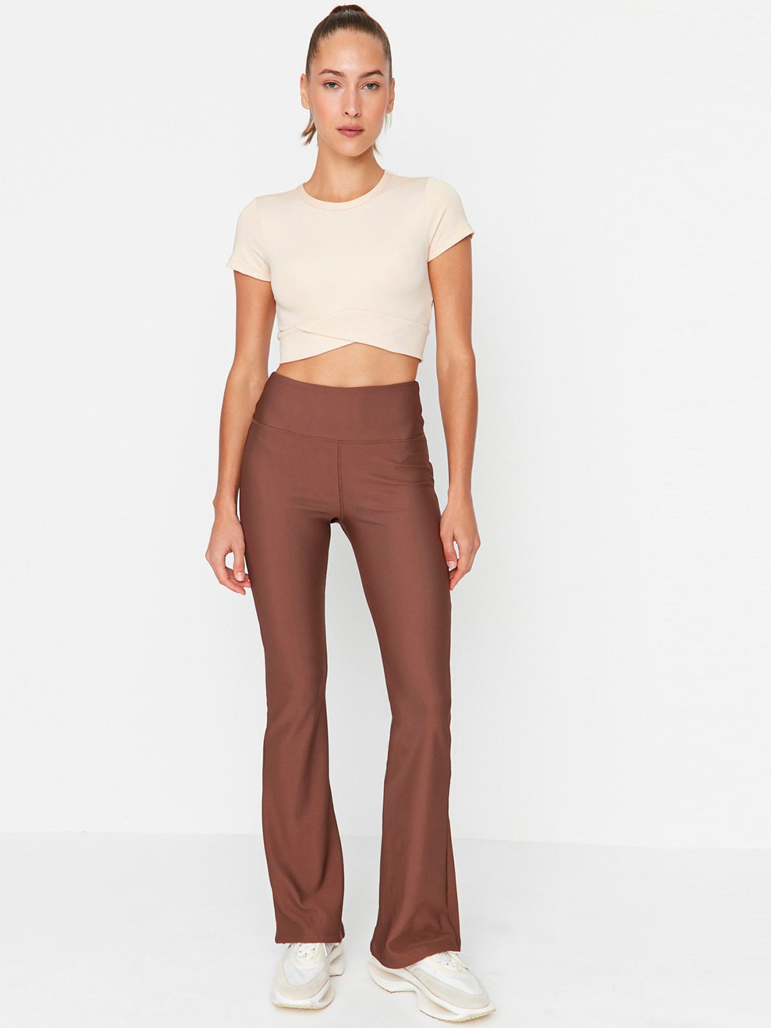 

Trendyol Women Mid Rise Ankle Length Tights, Brown