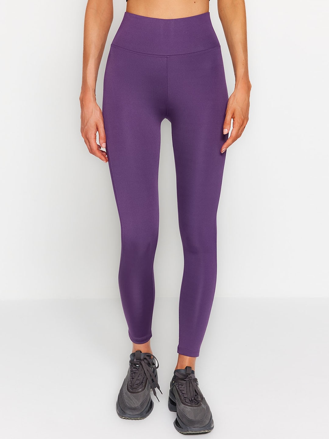 

Trendyol Women Solid Ankle Length Tights, Purple