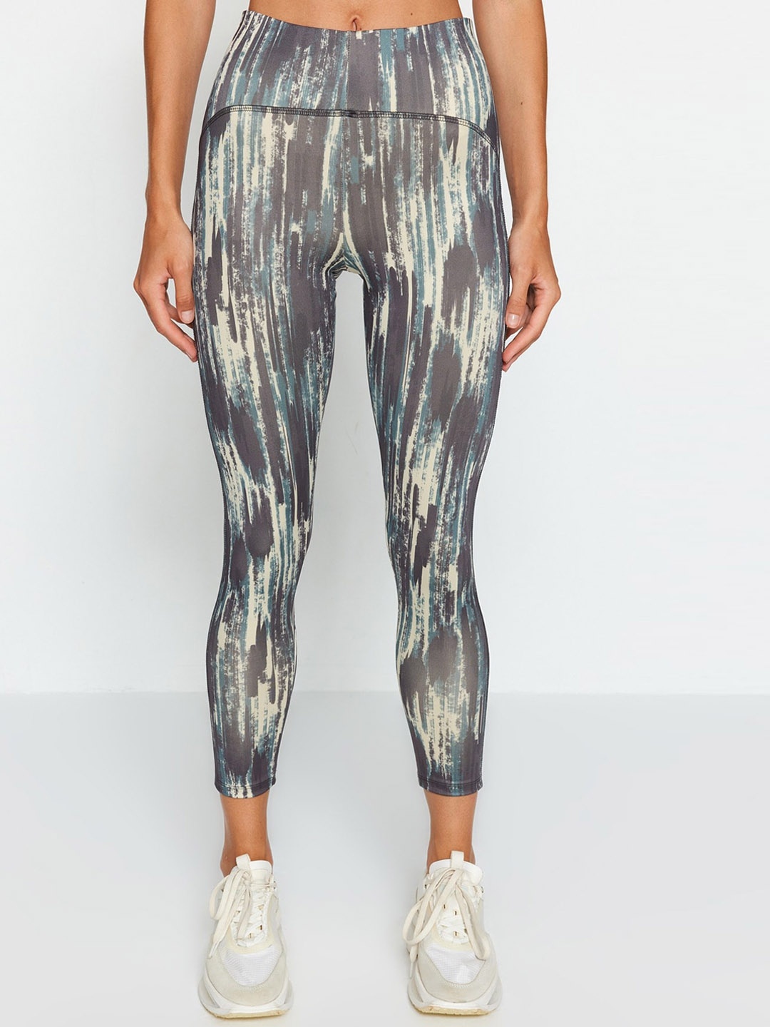 

Trendyol Printed Mid-Rise Tights, Grey