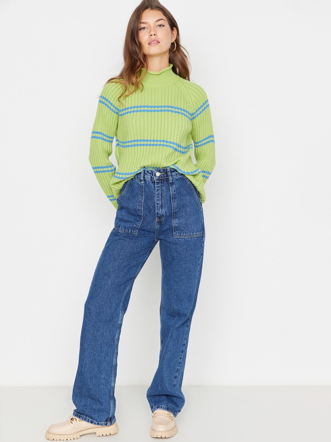 

Trendyol Women Clean Look Pure Cotton Jeans, Blue