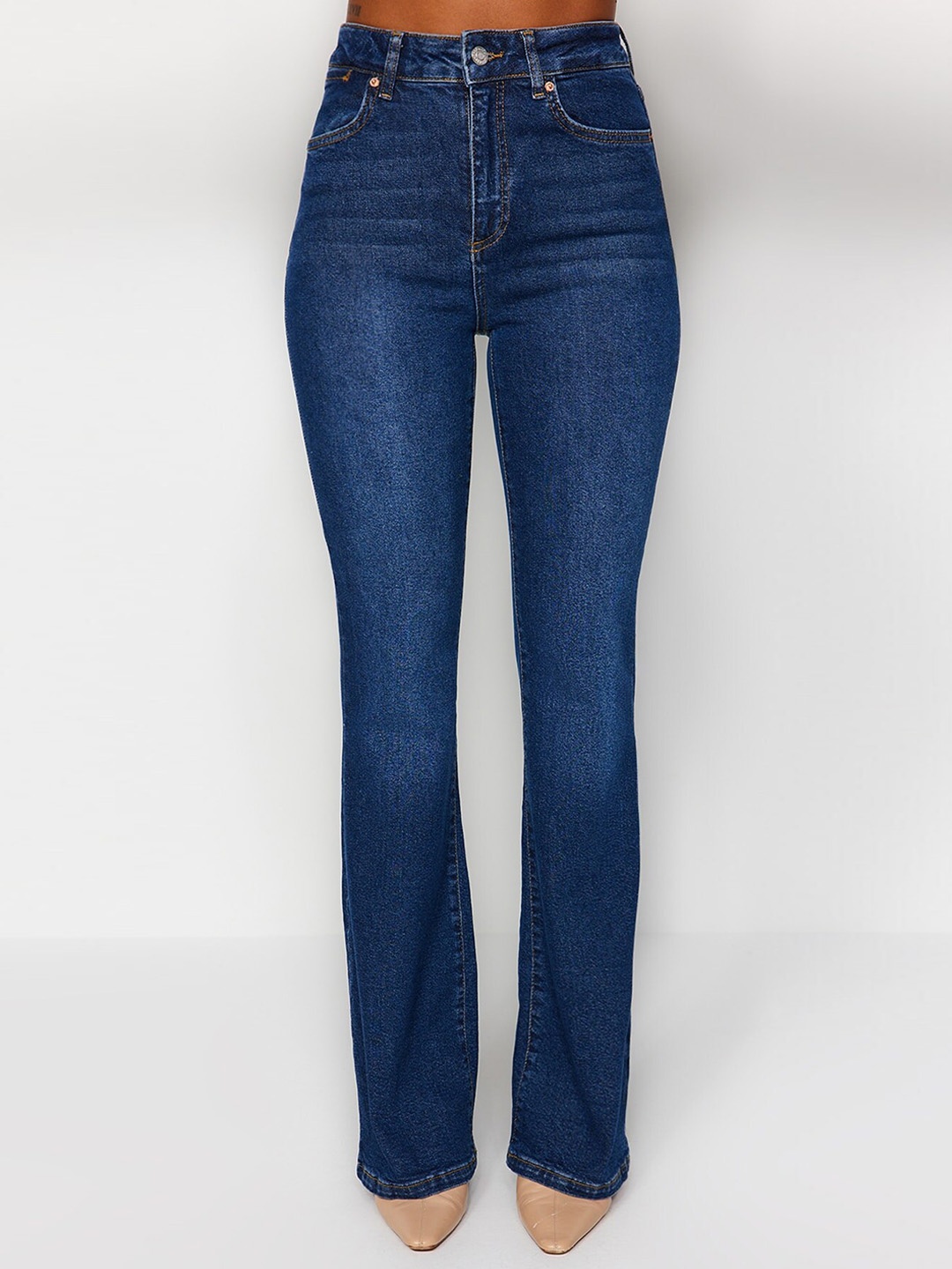 

Trendyol Women Bootcut Mid Rise Light Fade Stretchable Jeans, Blue