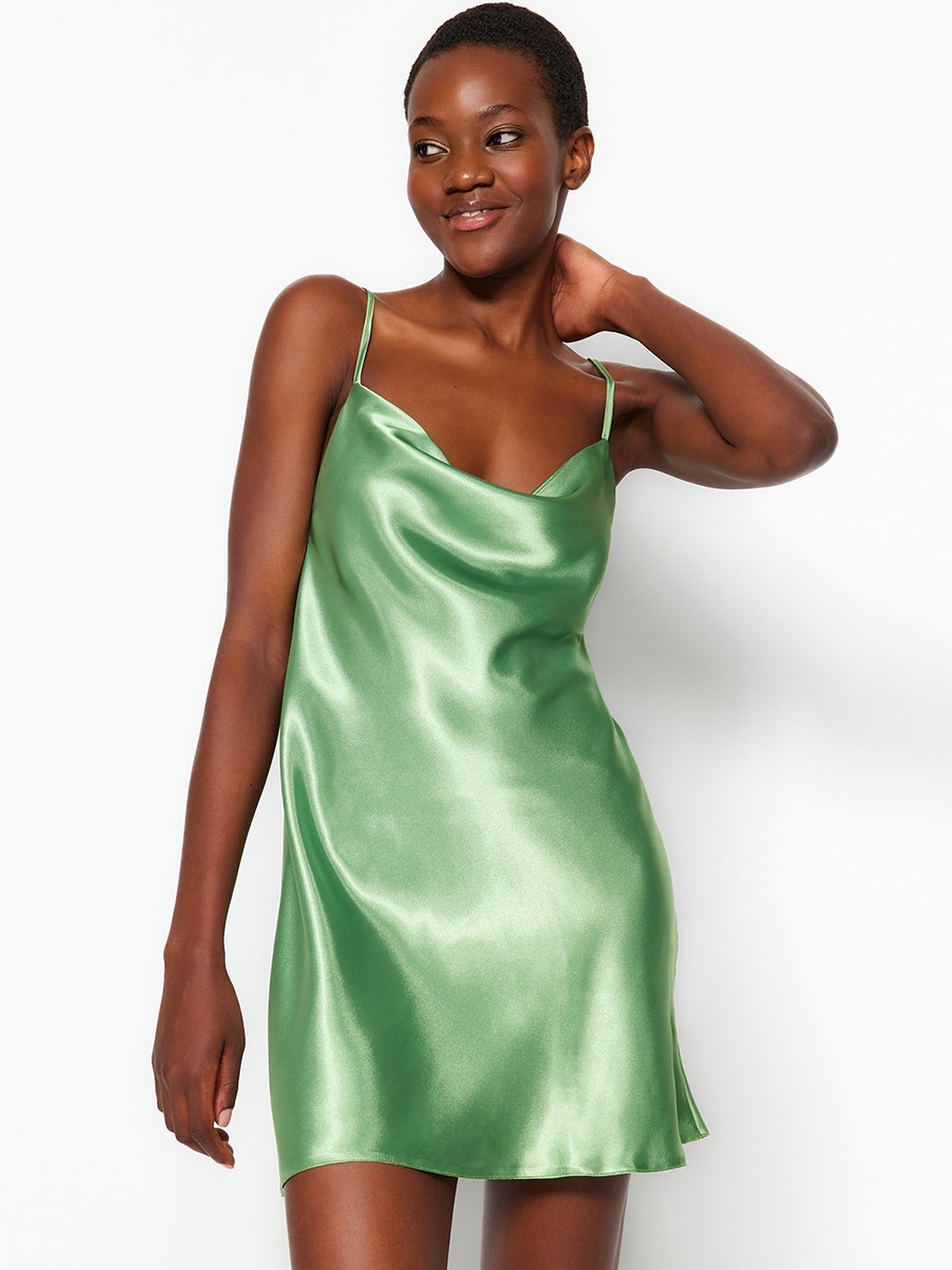 

Trendyol Sleeveless Styled-back Nightdress, Green