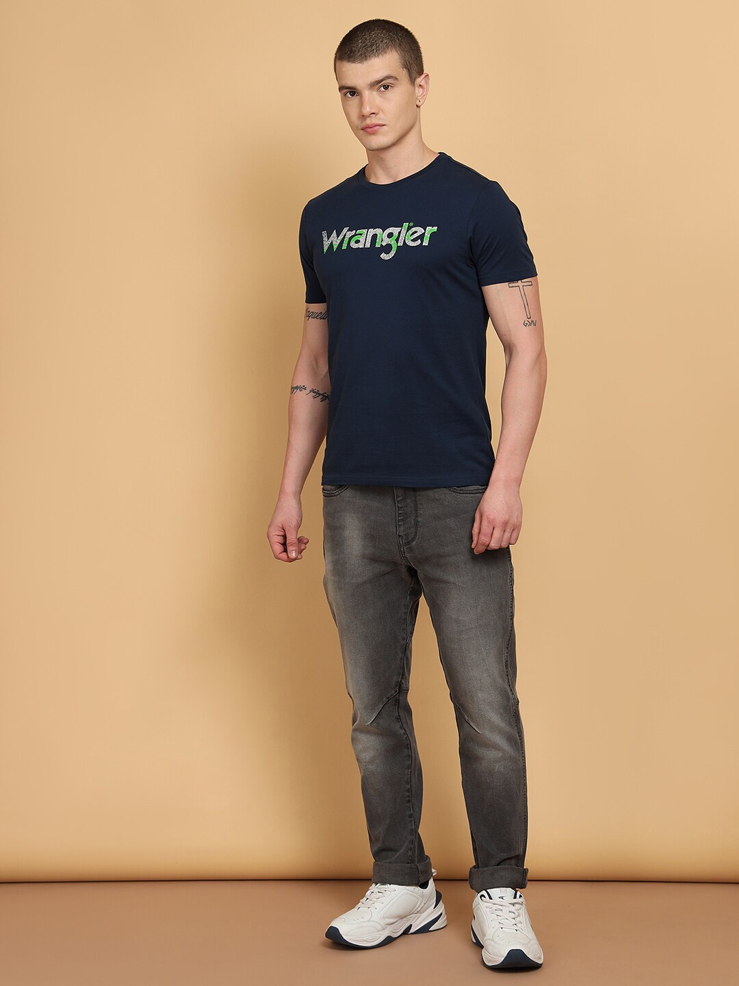 

Wrangler Typography Printed Cotton T-shirt, Blue