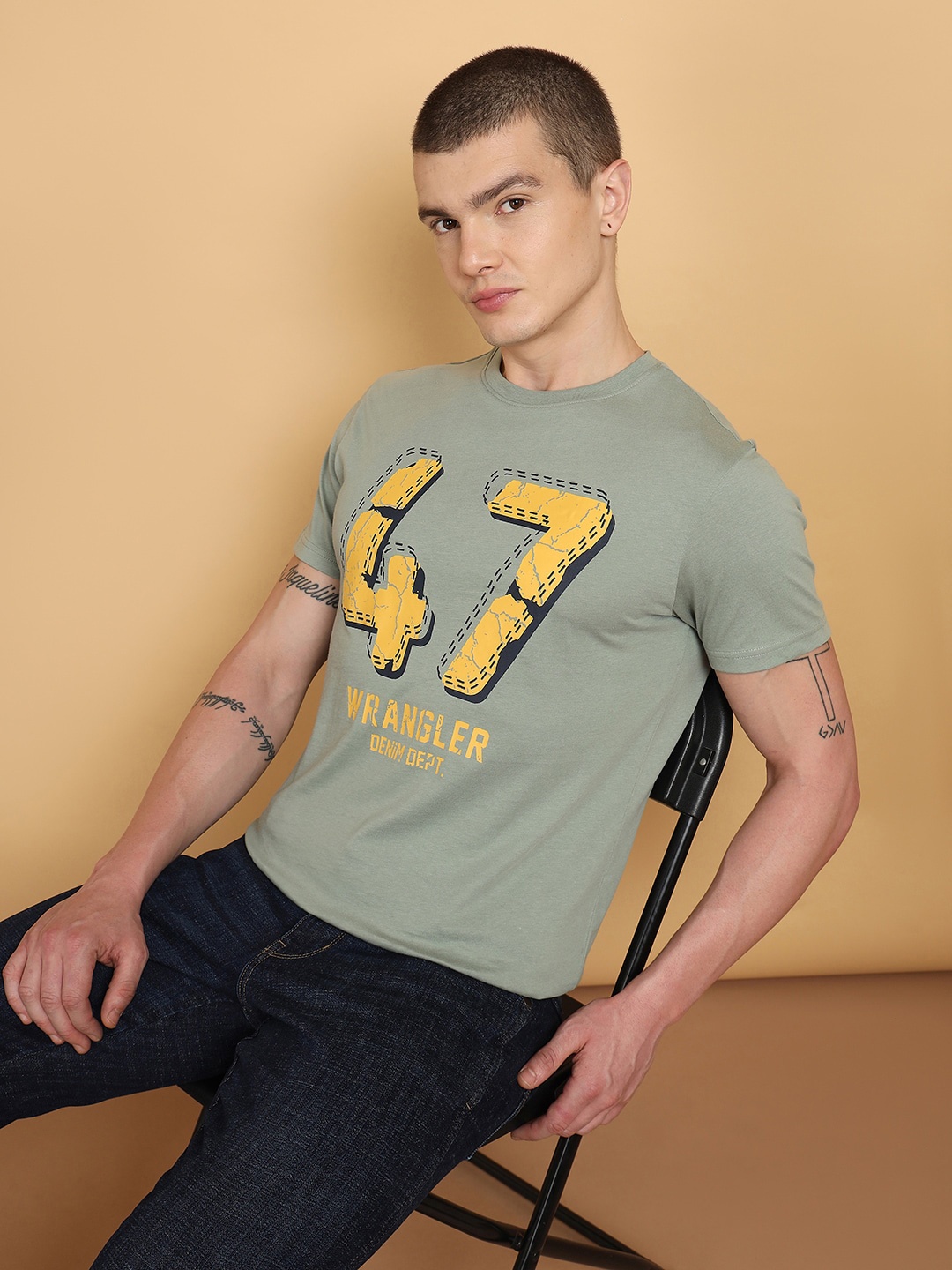 

Wrangler Ttpography Printed Cotton T-shirt, Green