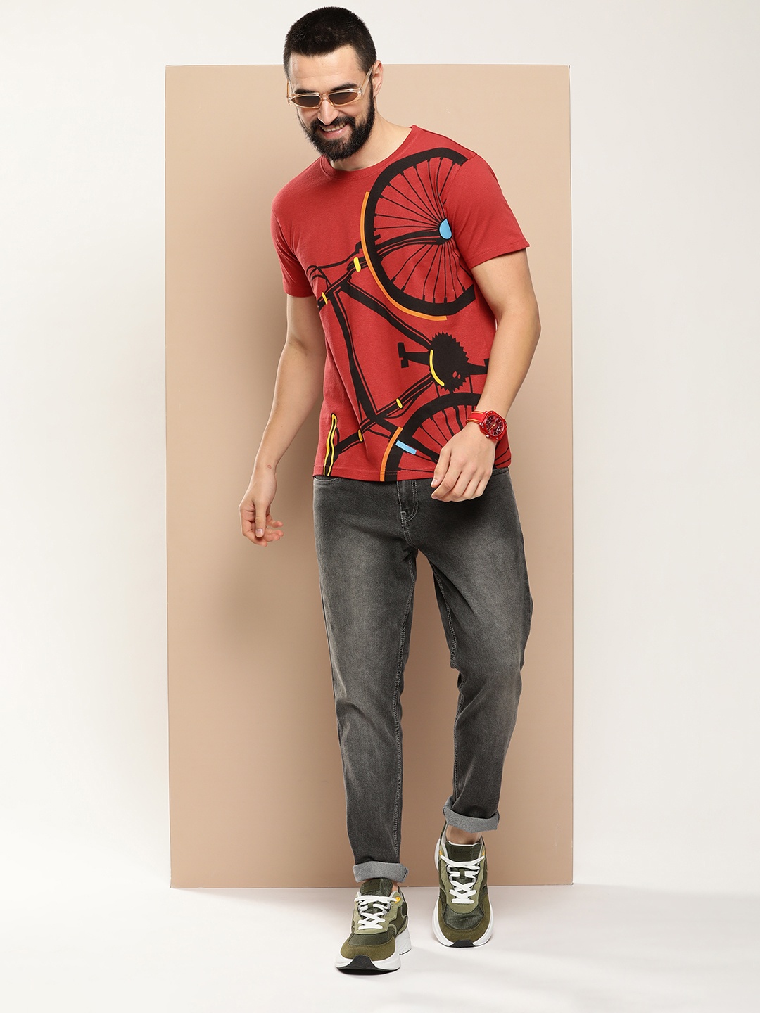 

HERE&NOW Men Printed T-shirt, Red