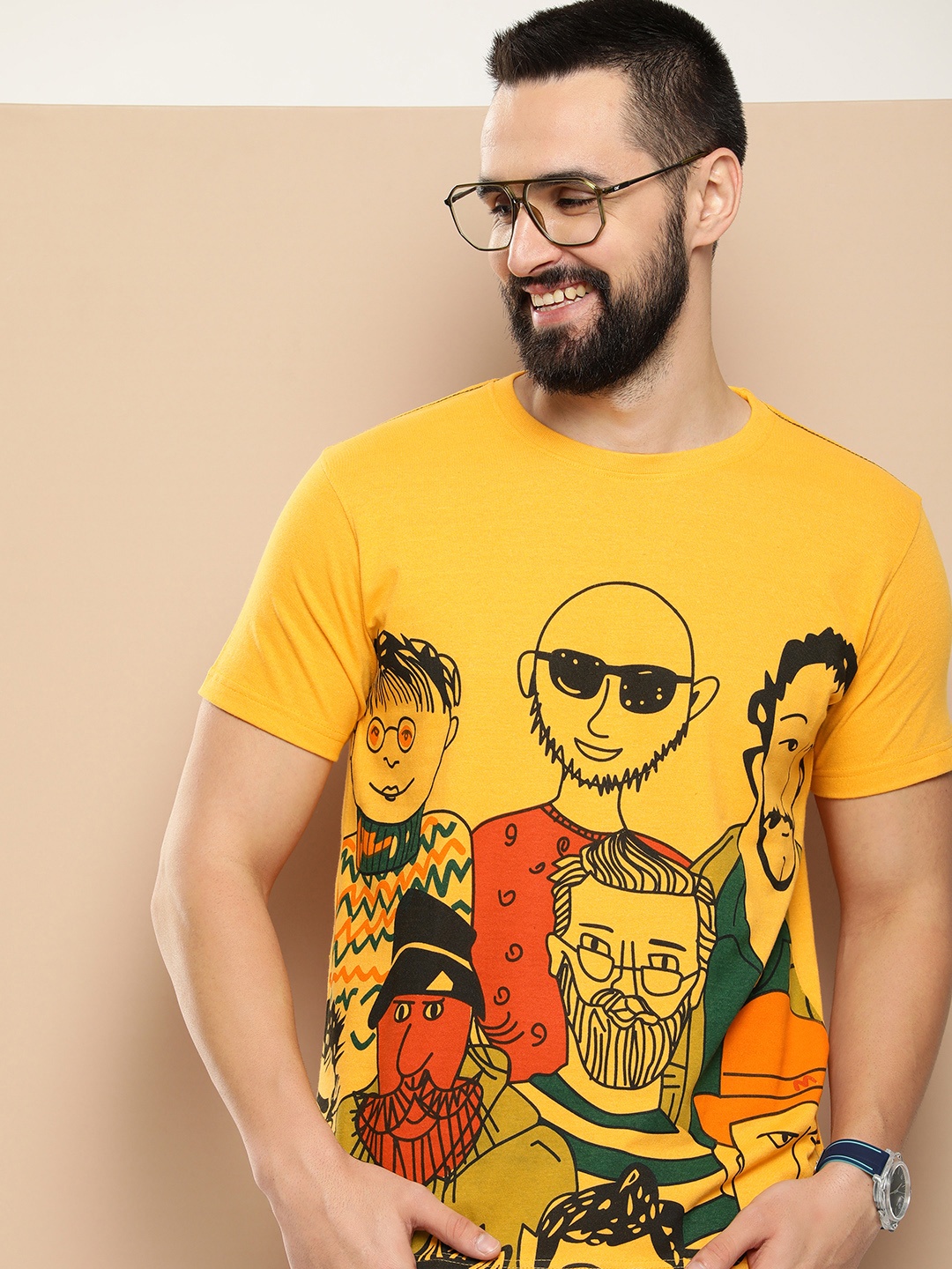 

HERE&NOW Men Printed T-shirt, Yellow