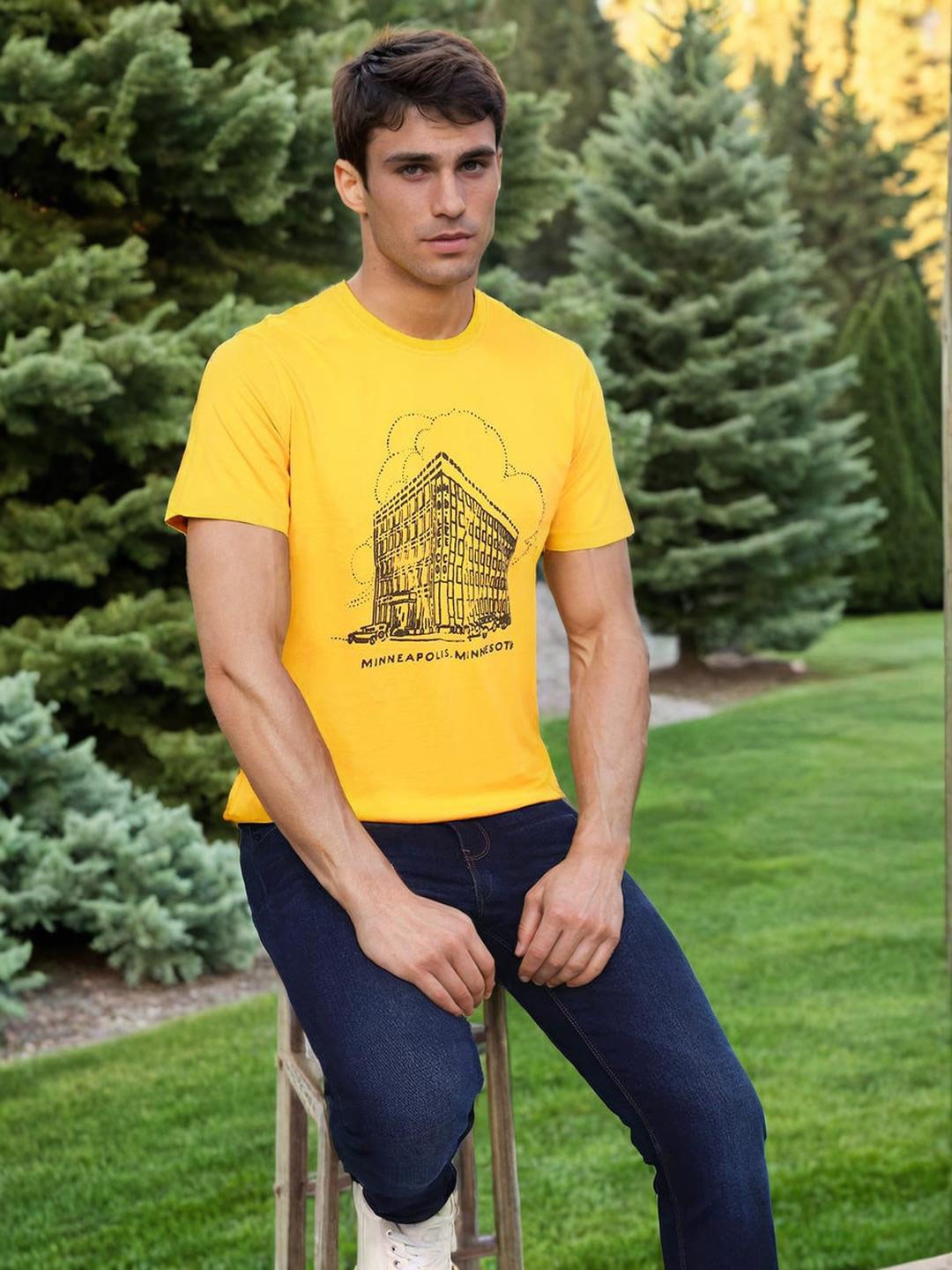 

Lee Graphic Printed Cotton T-shirt, Yellow