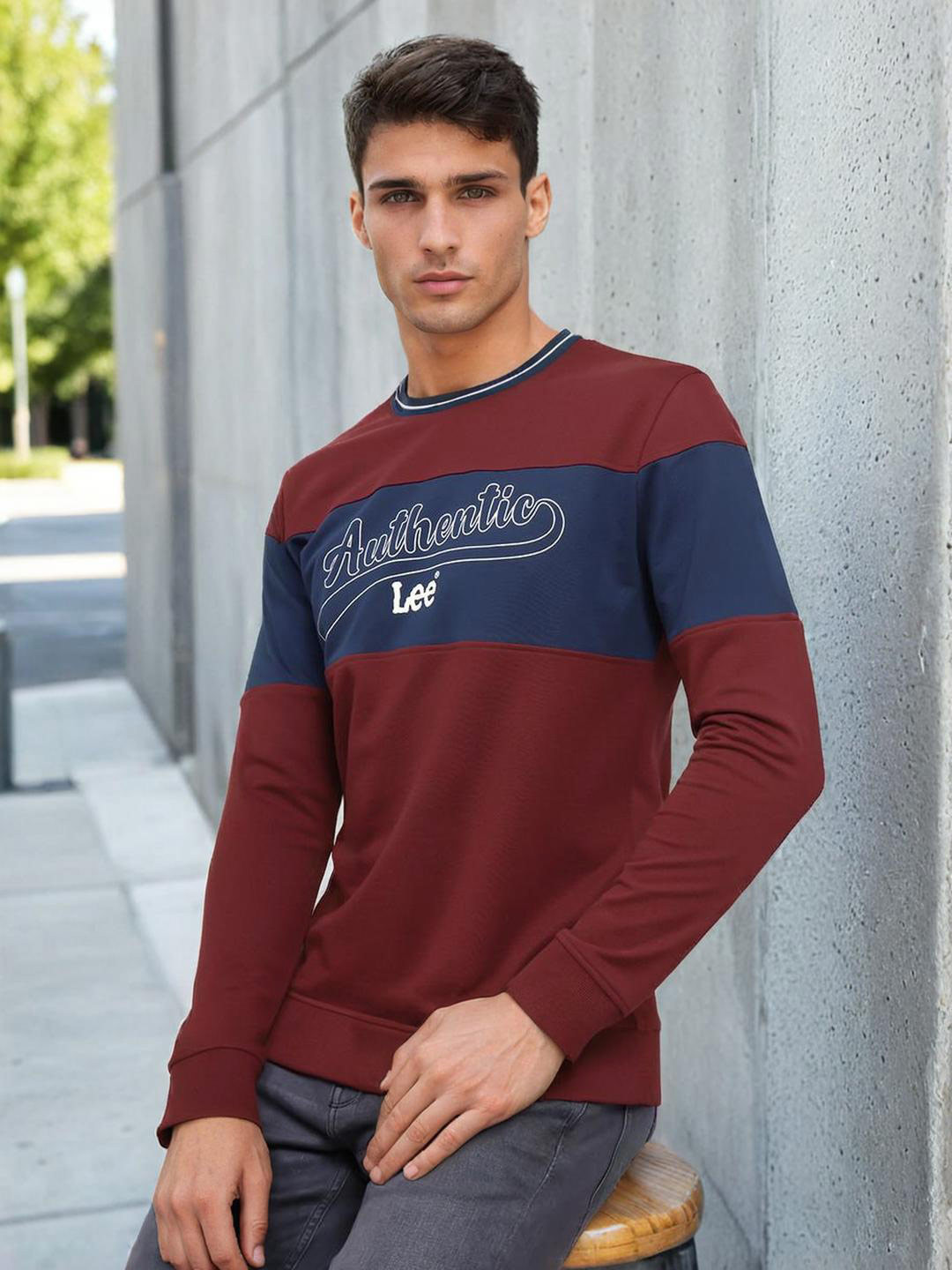 

Lee Typography Printed Cotton Sweatshirt, Red