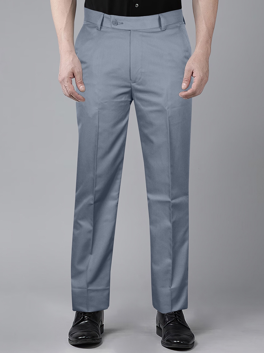 

Jb Just BLACK Urban Slim Slim Fit Mid-Rise Formal Trousers, Blue